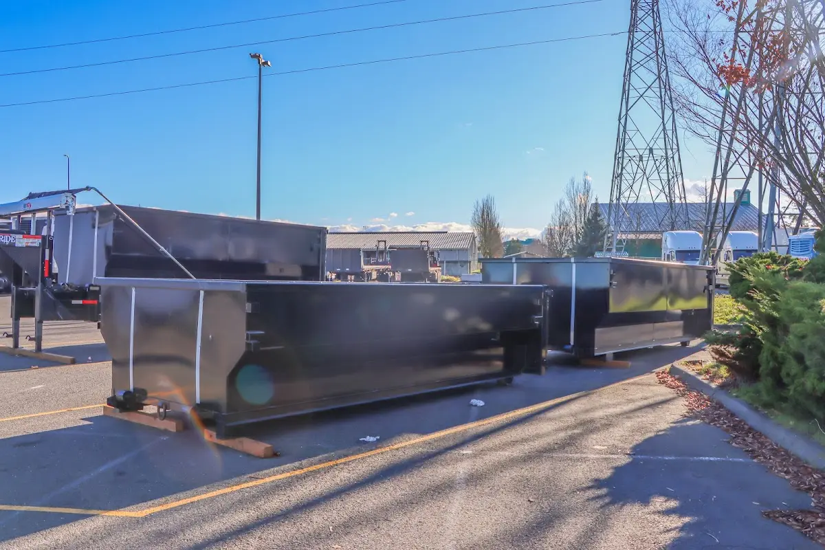 Roll-off dumpster ready for waste disposal at job site for Yard Waste Dumpster Rental in Azalea Park